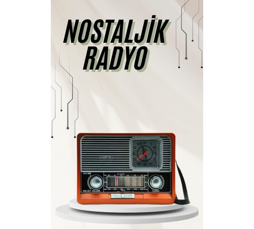 Saatli Fenerli Bluetooth Nostaljik Radyo AUX SD USB Girişli Bluetooth Hoparlör