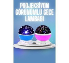 Renkli Yıldızlı Gökyüzü Projeksiyon Gece Lambası Pilli ve USB Kablolu