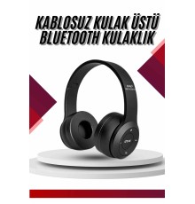 Bluetooth Kablosuz Kulaklık Siyah Wireless 5.0 Kulak Üstü Uzun Pil Ömrü
