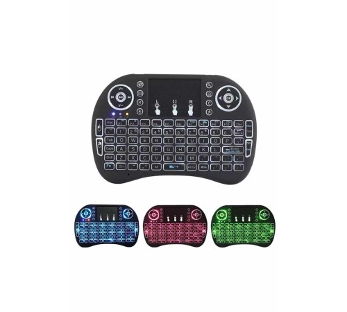 Işıklı Kablosuz Mini Klavye ve Dokunmatik Mouse Seti Türkçe Kablosuz