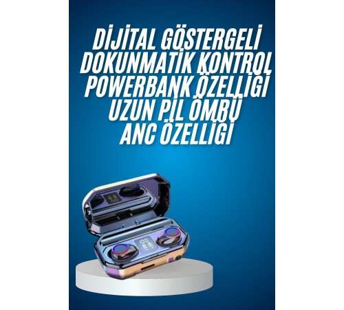 Yeni Nesil Bluetooth Kulaklık Uzun Pil Ömrü El Fenerli Dijital Şarj Göstergeli