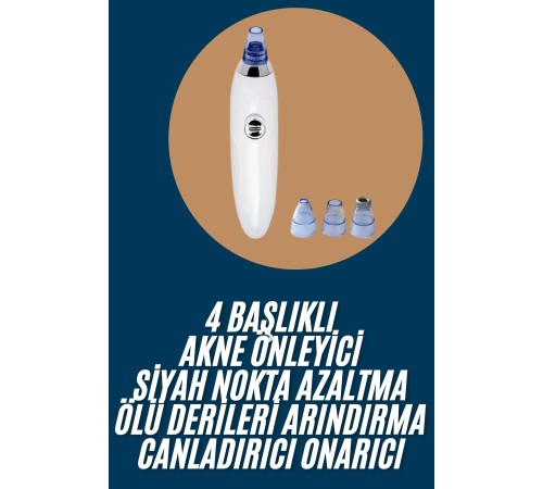 Yeni Nesil Vakumlu Pilli Siyah Nokta ve Yüz Temizleme Cihazı 4 Başlıklı