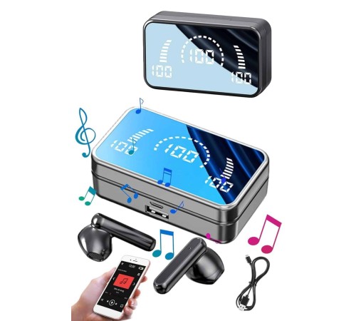 Yeni Nesil Kablosuz Kulaklık Aynalı Powerbank Özellikli Bluetooth Bağlantılı Dijital Göstergeli