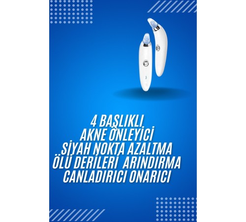 4 Başlıklı Pilli Vakumlu Siyah Nokta Temizleyici Akne Ve Sivilce Önleyici