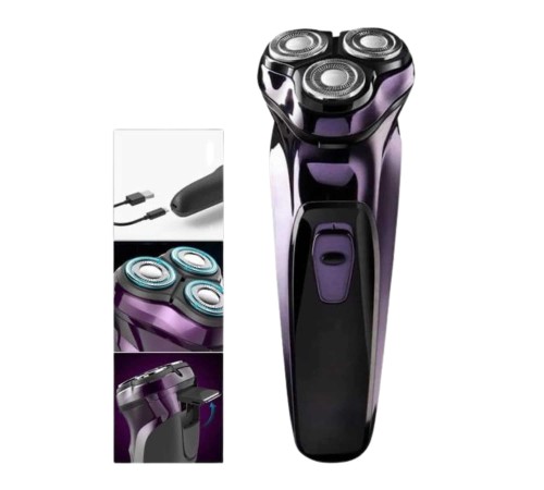 3 Bıçaklı Döner Başlıklı Sakal Sıfır Alma Tıraş Makinesi Profesyonel Paslanmaz Çelik