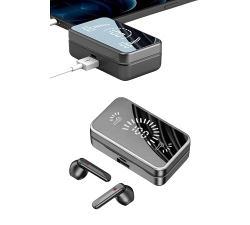 Powerbankli Bluetooth Kulaklık Yüksek Ses Aynalı Çift Dijital Gösterge Ekranı