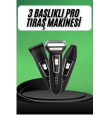 Tıraş Makinesi 3 Başlıklı T Başlıklı Hassas Ciltlere Özel Saç Sakal Vücut Kulak ve Burun