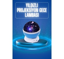 Yıldızlı Gece Lambası Mor Projeksiyon Görünümlü Masa Lambası Renk Değiştirebilen