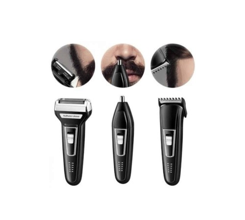 Tıraş Makinesi 3 Başlıklı T Başlıklı Hassas Ciltlere Özel Saç Sakal Vücut Kulak ve Burun