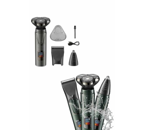 Tıraş Makinesi Profesyonel 3in1 Dijital Göstergeli 3 Başlıklı Erkek Bakım