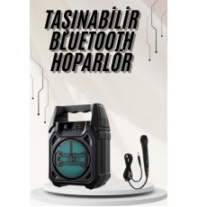 Bluetooth Hoparlör Led Işıklı Taşınabilir Kablosuz Speaker Uzun Pil Ömrü