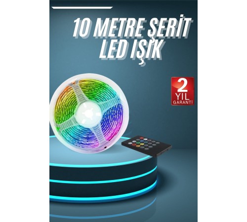 10M Şerit Led İç Mekan Renkli Rgb Şerit Led Kumandalı