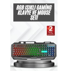 Işıklı  Q Klavye Mouse Seti Siyah   Klavye