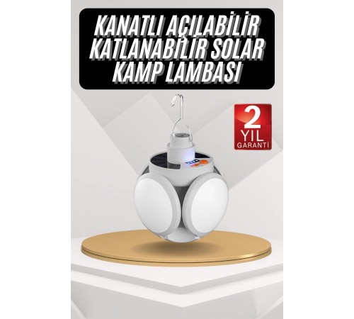 Kamp Lambası Güneş Enerjili Solar 5 Kanatlı Katlanır Lamba Karavan