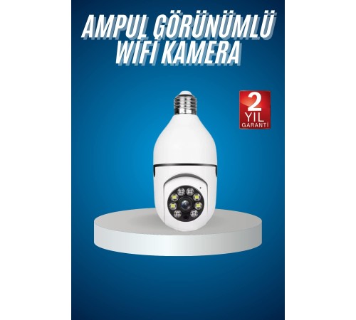 Wifi Güvenlik Kamerası Çift kameralı Ampule Takılabilir Sensörlü