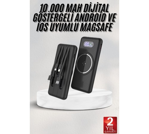 Wireless Powerbank 10000 Mah LED Ekranlı Dahili Kablolu Hızlı Şarj Wireless Powerbank 10000 Mah LED Ekranlı Dahili Kablolu Hızlı Şarj