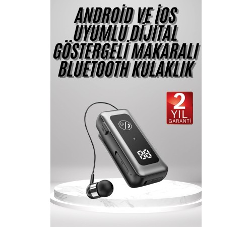 Makaralı Kulaklık SD Kart Girişli Dijital Göstergeli Kablolu Bluetooth Kulaklık