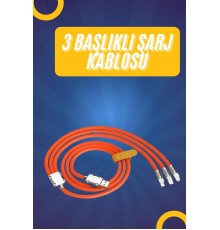 120W Silikon Metal Uçlu LED Işıklı 3 In1 Şarj Kablosu 1.2m