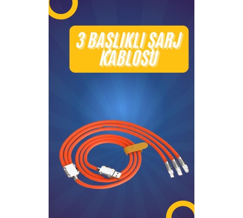 120W Silikon Metal Uçlu LED Işıklı 3 In1 Şarj Kablosu 1.2m 120W Silikon Metal Uçlu LED Işıklı 3 In1 Şarj Kablosu 1.2m