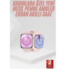 Pembe Akıllı Saat 49mm iOS & Android Uyumlu Arama Özellikli