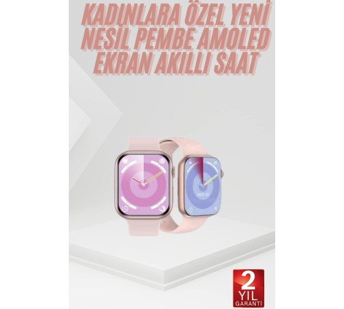 Pembe Akıllı Saat 49mm iOS & Android Uyumlu Arama Özellikli