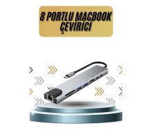 8 Portlu Macbook Çevirici Type C Hub  SD TF USB Çoğaltıcı Ethernet