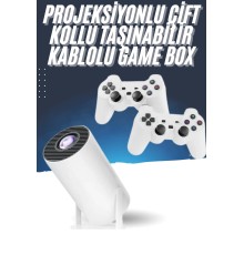 4K Wireless Çift Kollu Kumandalı Oyun Projeksiyonu Retro Video Oyunu