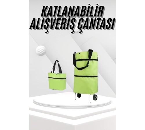 Katlanabilir Tekerlekli Pazar Market Çarşı Arabası Market Alışveriş Çantası