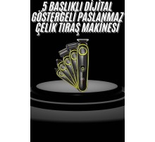 Saç Sakal Şekillendirici Tıraş Makinesi 5 Başlıklı Paslanmaz Çelik Bıçaklı Unısex