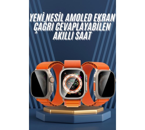 Ultra Max Kordon Kilitli Akıllı Saat Amoled Ekran Titreşimli Çağrı Cevaplayabilen