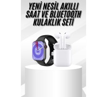 Yeni Nesil Akıllı Saat Ve Kulaklık Seti Gümüş Kasa Zarif Tasarım Çok Fonksiyonlu