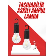 Şarjlı Aydınlatma Ampul Tasarımlı Ambians Işık Askılı Kamp Lambası
