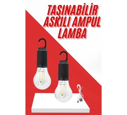 Şarjlı Aydınlatma Ampul Tasarımlı Ambians Işık Askılı Kamp Lambası Şarjlı Aydınlatma Ampul Tasarımlı Ambians Işık Askılı Kamp Lambası