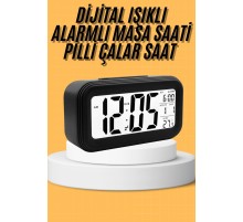 Dijital Masa Saati Takvim Çalar Saat Alarmlı Işıklı Led Ekran Pilli