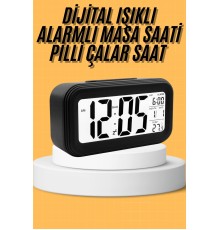Dijital Masa Saati Takvim Çalar Saat Alarmlı Işıklı Led Ekran Pilli