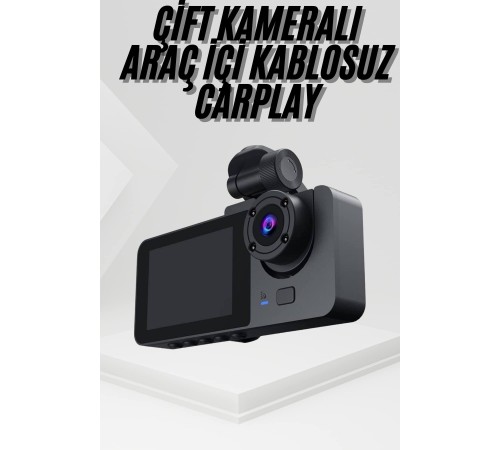3 Kameralı 2 İnç 1080P Araç İçi Kamera Sürüş Kamerası CarPlay