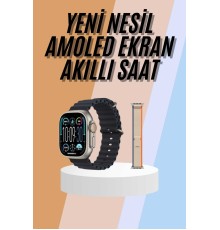 49mm Akıllı Saat Amoled Ekranlı Kadın Erkek Kol Saati Plastik Kordon