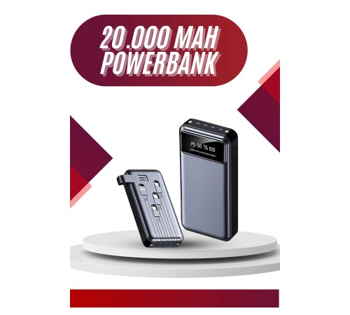 4 Çıkışlı 20.000 Mah Powerbank Uzun Pil Ömürlü Taşınabilir