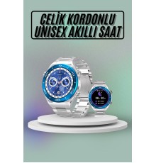 Akıllı Saat Çelik Kordonlu Amoled Ekran Android ve İOS Uyumlu Çağrı Cevaplayabilen