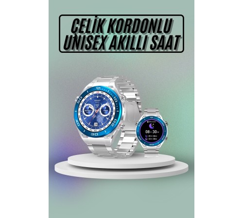 Akıllı Saat Çelik Kordonlu Amoled Ekran Android ve İOS Uyumlu Çağrı Cevaplayabilen