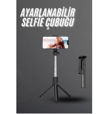 Selfie Çubuğu Tripod Bluetooth Kumandalı Selfie Çubuğu Telefon Tutucu