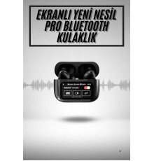 Yeni Nesil ANC Özellikli Çağrı Cevaplayan Dokunmatik Ekranlı Bluetooth Kulaklık Siyah