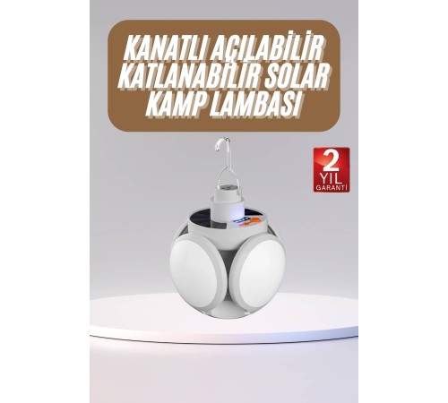 Katlanabilir Askılı Kamp Lambası 5 Kanatlı Pratik Güneş Enerjili