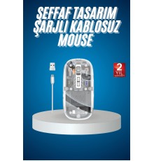 Sessiz Tıklama Çift Modlu Bluetooth Ve Alıcı Şeffaf Mouse Fare
