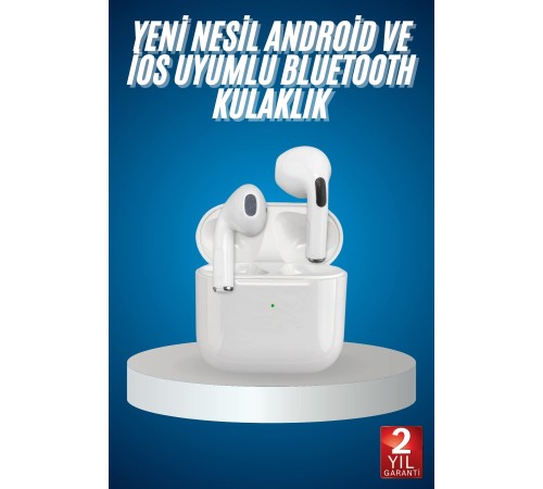 Bluetooth Kulaklık Beyaz Çağrı Cevaplama Dokunmatik Kontrol Kablosuz
