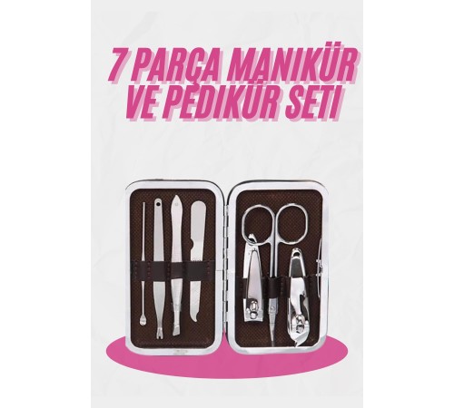 Deri Çanta Hediyeli 7 Parça Manikür-Pedikür Tırnak Bakım Seti