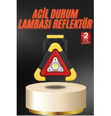 Işıklı İkaz Lambası Reflektör Şarjlı Işıklı Üçgen LED Acil Durum Feneri