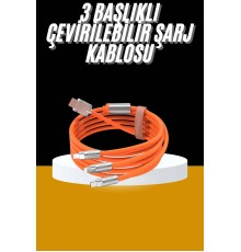 120W 3 İn 1 Uyumlu Silikon Şarj Kablosu Hızlı Şarj Kablosu