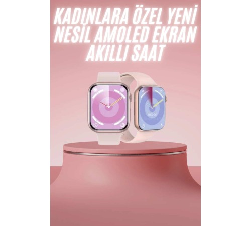 Kadınlara Özel Yeni Nesil Pembe Amoled Ekran Ultra Akıllı Saat 49MM