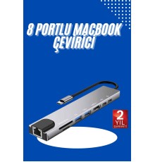 Usb Type-c Hub Dönüştürücü Çevirici Çoklayıcı Macbook Çevirici 8 Portlu
